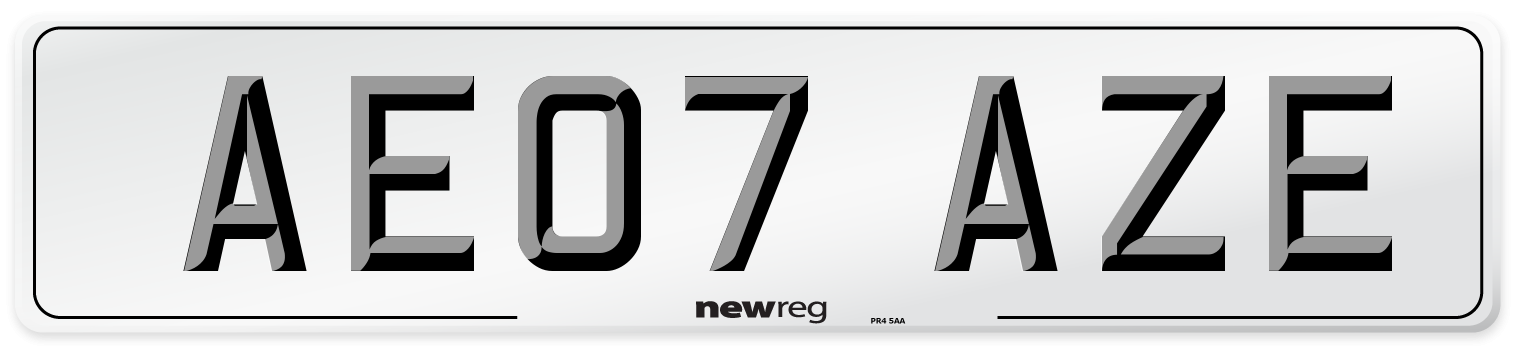 AE07 AZE Number Plate from New Reg